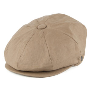 Camel Linen Newsboy Cap
