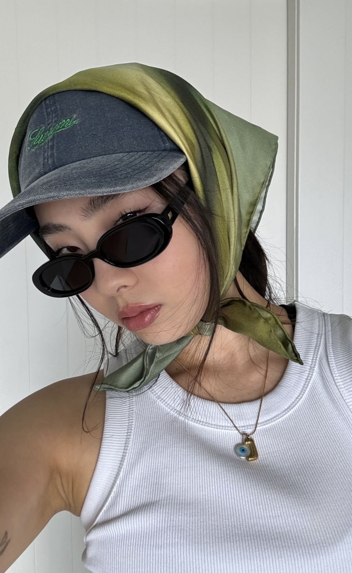 Woman wearing casual headwear in the city